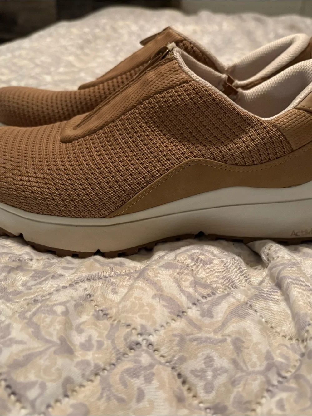 Ryka Women's Slip-On Zipper Knit Sneakers — Brown